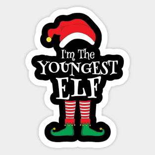 I'm The Youngest Elf Matching Family Christmas Pajama Shirt Sticker